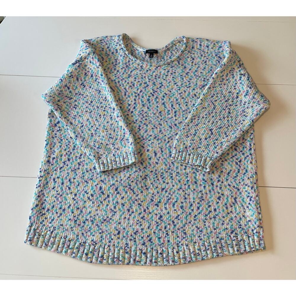Talbots Confetti Roll Neck Knit Sweater Sz XL Pastels Pullover Cabincore Cozy - Picture 6 of 9
